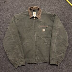Vintage Carhartt J97 MOS Detroit Canvas Coat Jacket XXL 2XL Tall Green USA Made